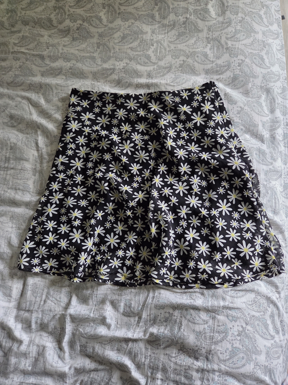 Black Daisy A-Line Skirt